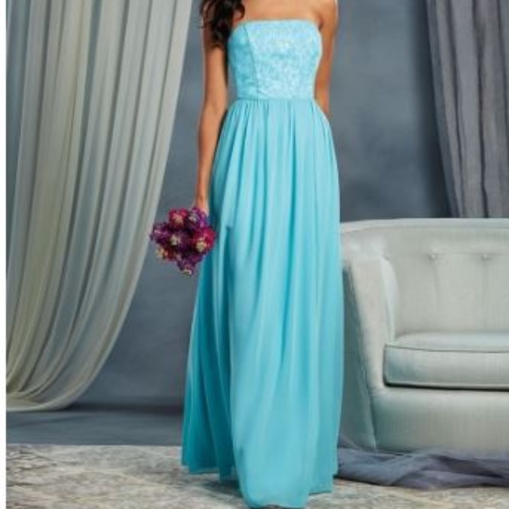 POOL color Alfred Angelo bridesmaid dress
